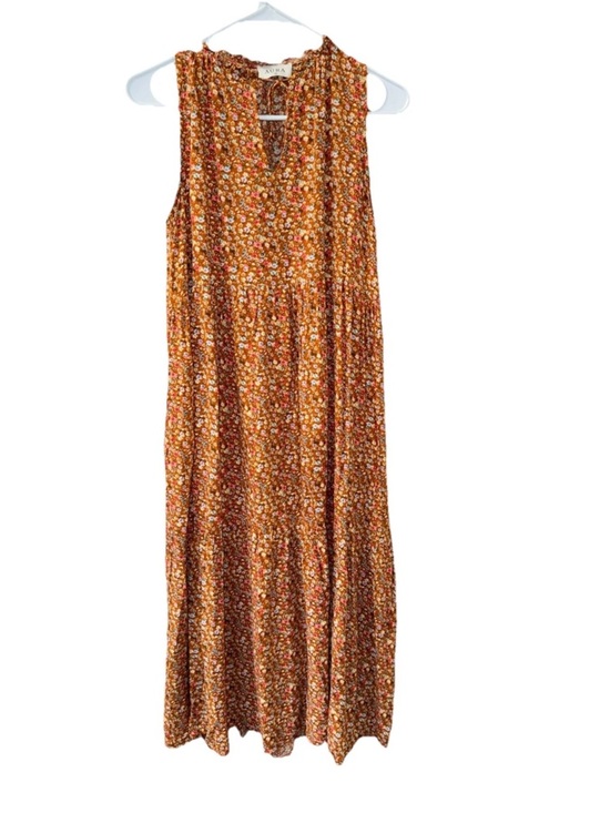 Free People Dresses & Skirts - Free People Aura Women’s Summer Dress Floral Burnt Orange Brown Tiered Rayon S